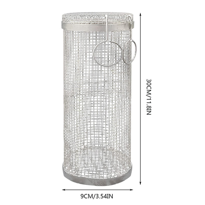 Stainless Steel Rolling BBQ Basket β Portable Mesh Grill Cylinder for Perfect Outdoor Barbecues & Camping
