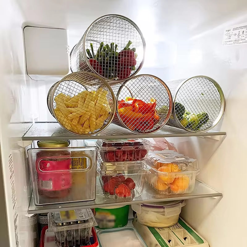 Stainless Steel Rolling BBQ Basket β Portable Mesh Grill Cylinder for Perfect Outdoor Barbecues & Camping