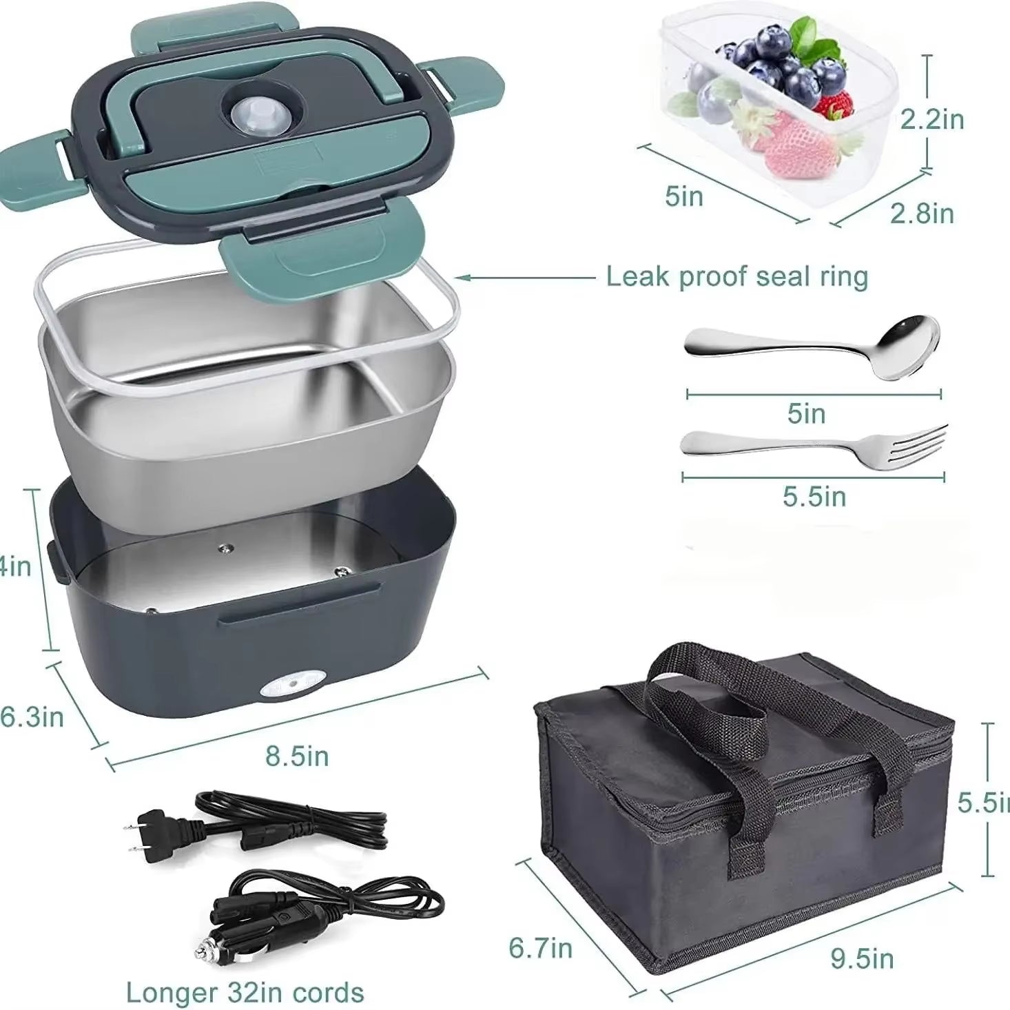 1.5L Portable Electric Lunch Box & Food Warmer – Leak-Proof, 60W Heater for Home, Car & Truckers on the Go!