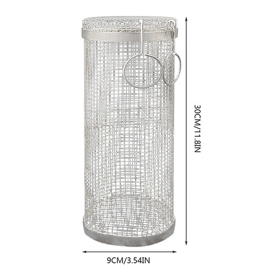 Stainless Steel Rolling BBQ Basket – Portable Mesh Grill Cylinder for Perfect Outdoor Barbecues & Camping